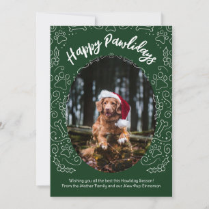 Happy Pawlidays Hund Weihnachtskarte Schwarz Grün Einladung