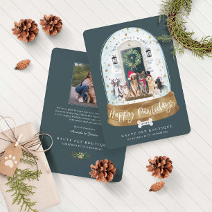 Happy Pawlidays Hunde Pet Care Business Green Door Feiertagskarte