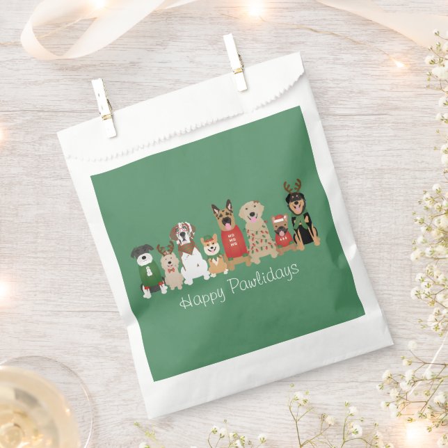 Happy Pawlidays Hunde Red Green Geschenktütchen (Ausgeschnitten)