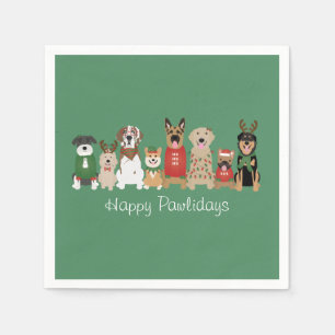 Happy Pawlidays Hunde Red Green Serviette