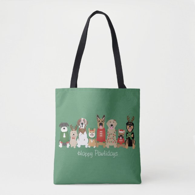 Happy Pawlidays Hunde Red Green Tasche (Vorderseite)
