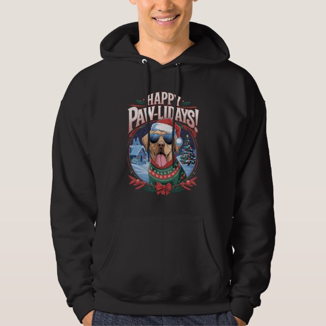 Happy Pawlidays Labrador Frohe Weihnachtsfeiertage Hoodie (Vorderseite)