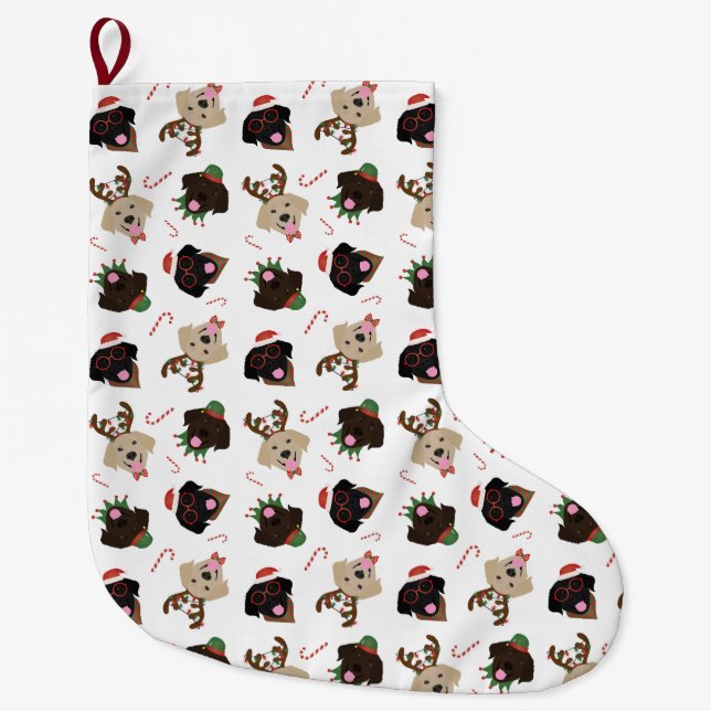 Happy Pawlidays Labrador Retriever Hunde Großer Weihnachtsstrumpf (Vorderseite)