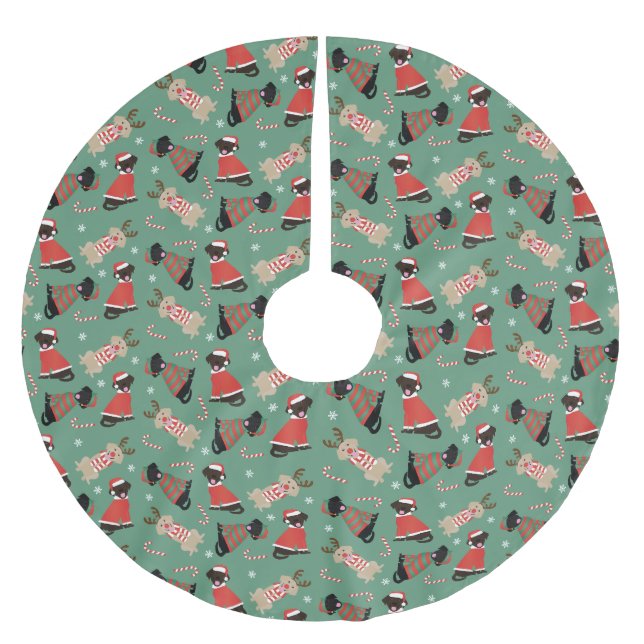 Happy Pawlidays Labrador Retriever Hunde Polyester Weihnachtsbaumdecke (Vorderseite)