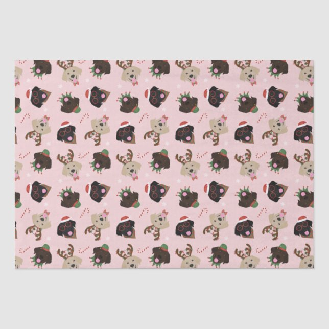 Happy Pawlidays Labrador Retriever Hunde Seidenpapier (Vorderseite)