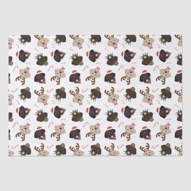 Happy Pawlidays Labrador Retriever Hunde Seidenpapier (Vorderseite)