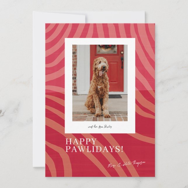Happy Pawlidays Magenta Foto Feiertagskarte (Vorderseite)