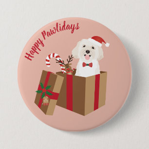 Happy Pawlidays Maltipoo Weihnachtsgeschenk Button