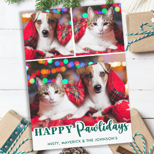 Happy Pawlidays Modern Custom Pet Hund Foto Mitteilungskarte
