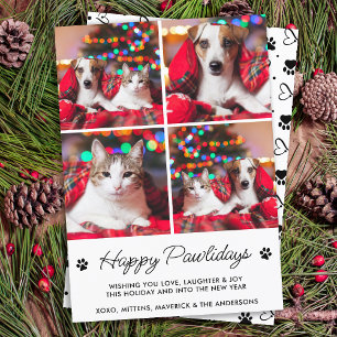 Happy Pawlidays Personalisiert Hunde Katze Pet 4 F Feiertagskarte