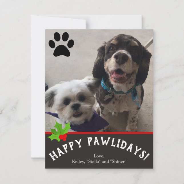 Happy Pawlidays Pet Foto Weihnachtskarte Feiertagskarte (Vorderseite)