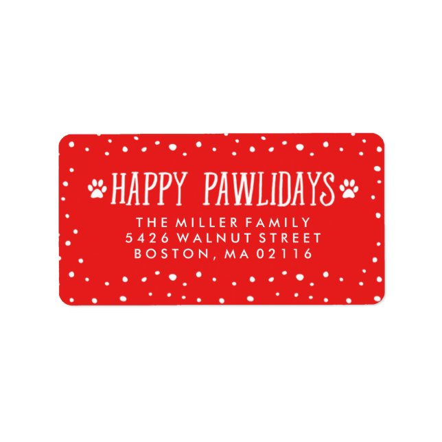 Happy Pawlidays | Red Holiday Address Adressaufkleber (Vorne)