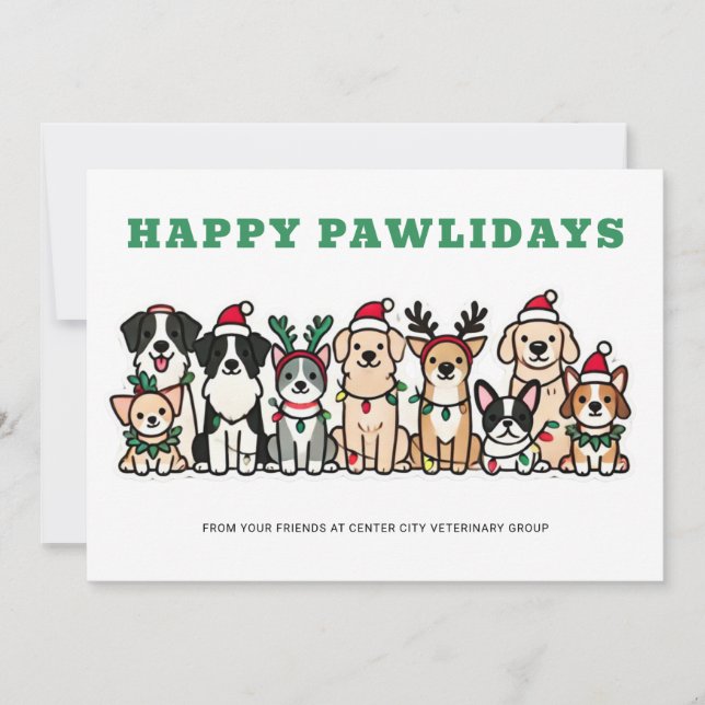 Happy Pawlidays Veterinary Feiertagskarte (Vorderseite)