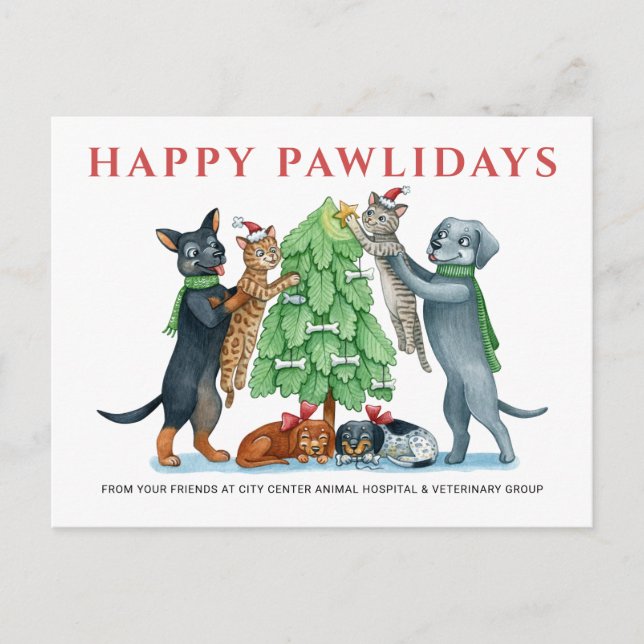 Happy Pawlidays Veterinary Feiertagspostkarte (Vorderseite)