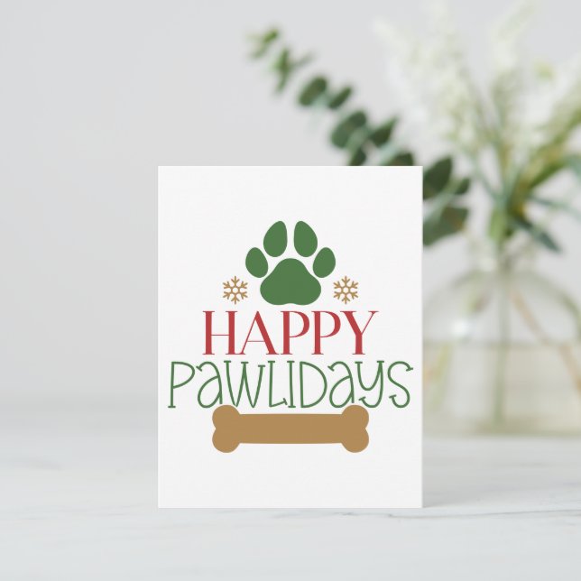 Happy Pawlidays Weihnachtskarte Feiertagskarte (Stehend Vorderseite)