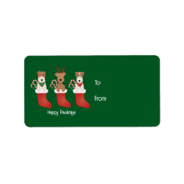 Happy Pawlidays Welsh Wire Fox Terrier Dog Adressaufkleber