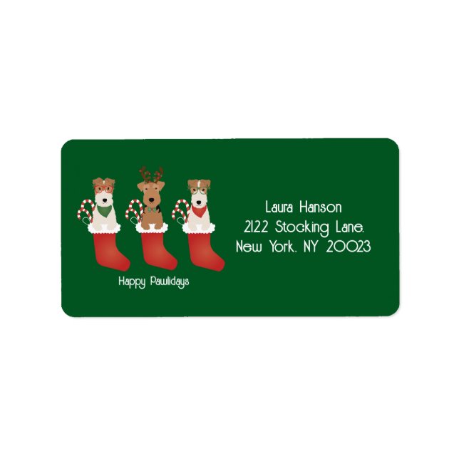 Happy Pawlidays Welsh Wire Fox Terrier Dog Adressaufkleber (Vorne)