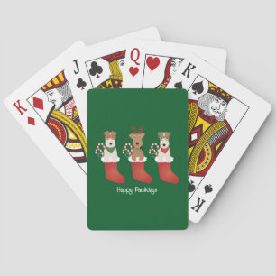 Happy Pawlidays Welsh Wire Fox Terrier Dogs Spielkarten