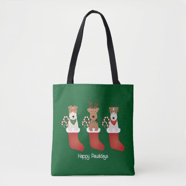 Happy Pawlidays Welsh Wire Fox Terrier Dogs Tasche (Vorderseite)
