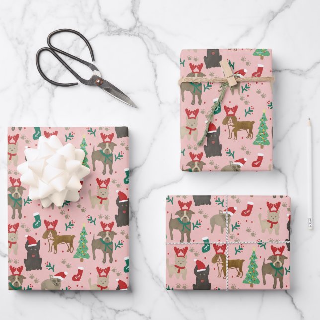 Happy Pawlidays Wrapping Paper Geschenkpapier Set (Vorderseite)
