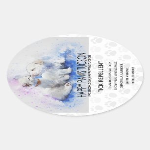 Happy Paws Oval Ovaler Aufkleber