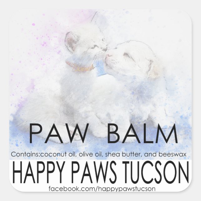 Happy Paws Square Quadratischer Aufkleber (Vorderseite)