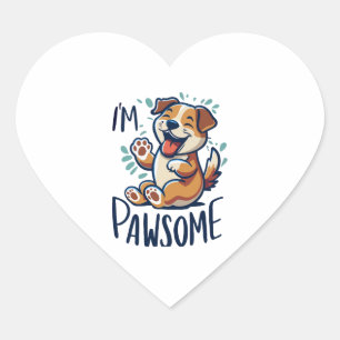Happy pawsome dog Classic T - Shirt Herz-Aufkleber