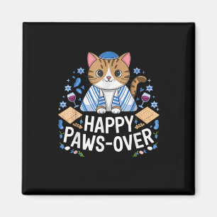 Happy Pawsover Cat Lover Funny Cat Pover Seder Jud Magnet
