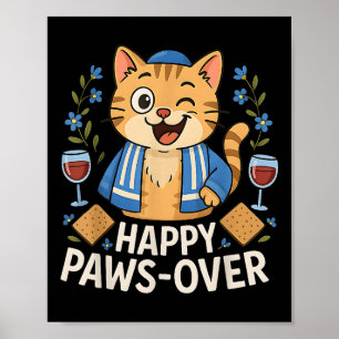 Happy Pawsover Cat Pover Seder Jüdische Katze Love Poster