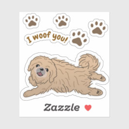 Happy Pekingese Dog Lover I Woof You Paws Aufkleber