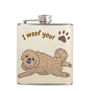 Happy Pekingese Dog Lover I Woof You Paws Flachmann