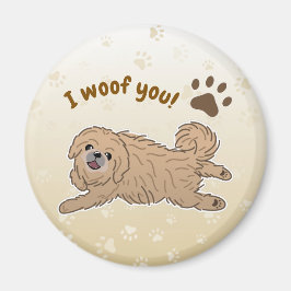 Happy Pekingese Dog Lover I Woof You Paws Magnet