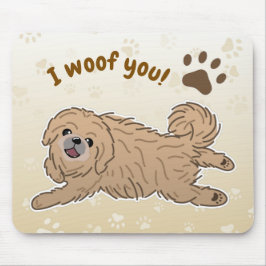 Happy Pekingese Dog Lover I Woof You Paws Mousepad