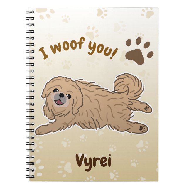 Happy Pekingese Dog Lover I Woof You Paws Notizblock (Vorderseite)
