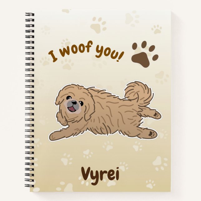 Happy Pekingese Dog Lover I Woof You Paws Notizbuch (Vorderseite)