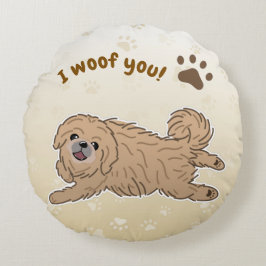Happy Pekingese Dog Lover I Woof You Paws Rundes Kissen