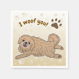 Happy Pekingese Dog Lover I Woof You Paws Serviette