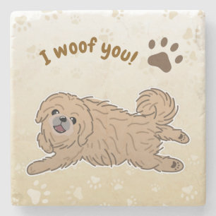 Happy Pekingese Dog Lover I Woof You Paws Steinuntersetzer