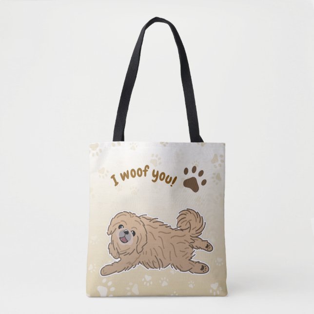Happy Pekingese Dog Lover I Woof You Paws Tasche (Vorderseite)