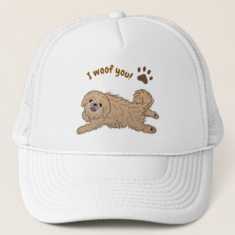 Happy Pekingese Dog Lover I Woof You Paws Truckerkappe