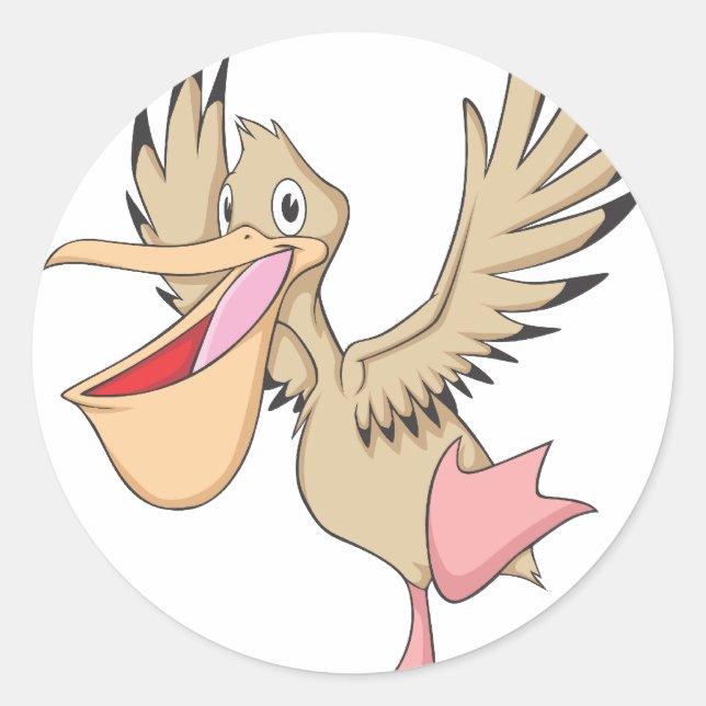Happy Pelican Bird Runder Aufkleber (Vorderseite)
