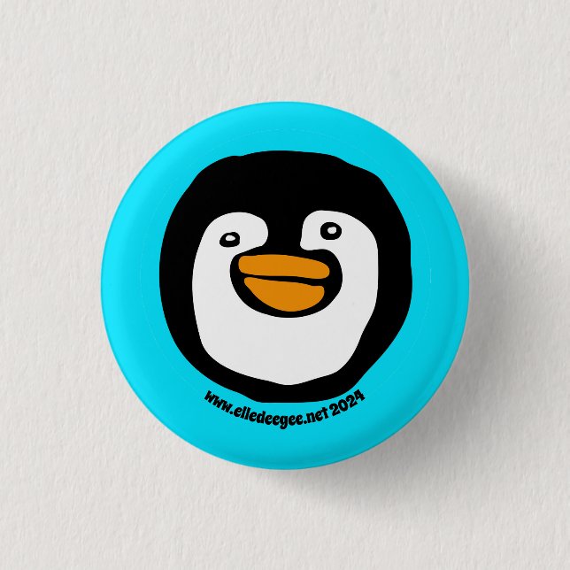 Happy Penguin Aquamarin Button (Vorderseite)