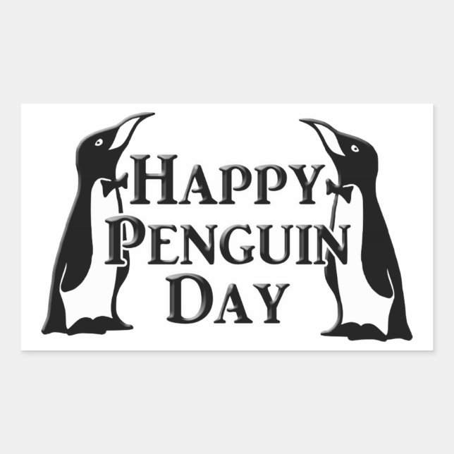 Happy Penguin Day Rechteckiger Aufkleber (Vorderseite)
