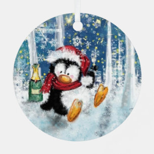 Happy Penguin - Frohe Weihnachten - Beifall - Ornament Aus Metall