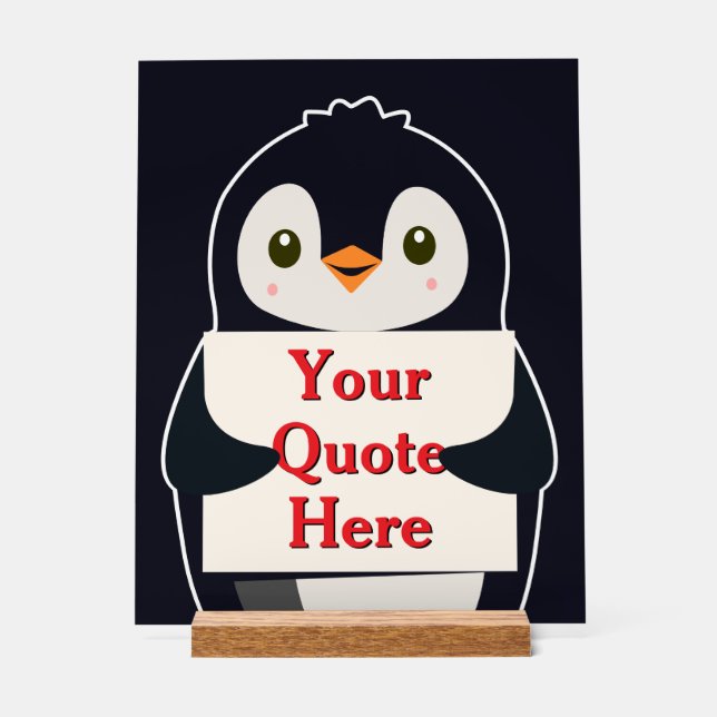 Happy penguin holding a sign to personalize (Recto)