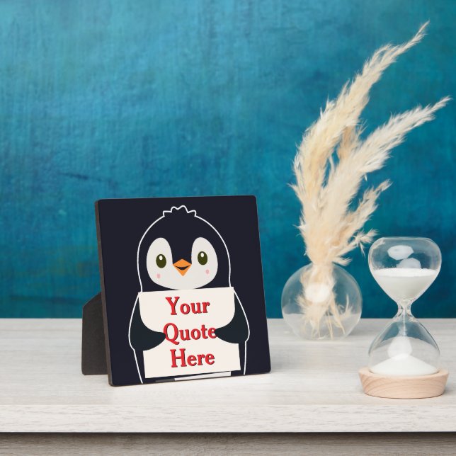 Happy penguin holding a sign to personalize fotoplatte (InSitu)