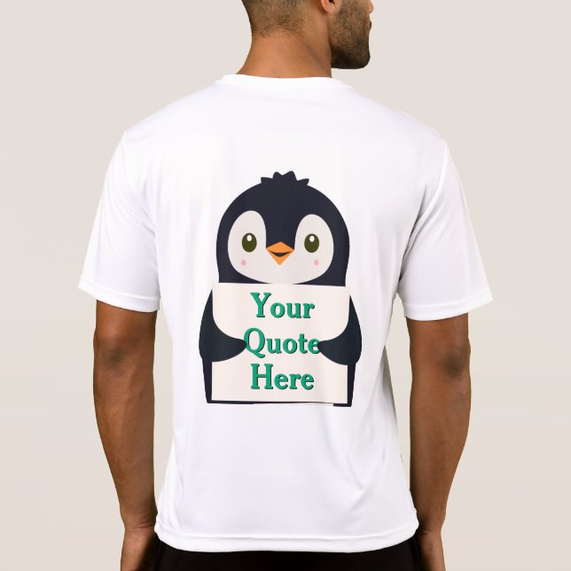 Happy penguin holding a sign to personalize T-Shirt (Rückseite)