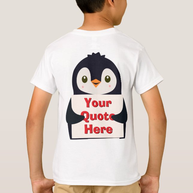 Happy penguin holding a sign to personalize T-Shirt (Rückseite)
