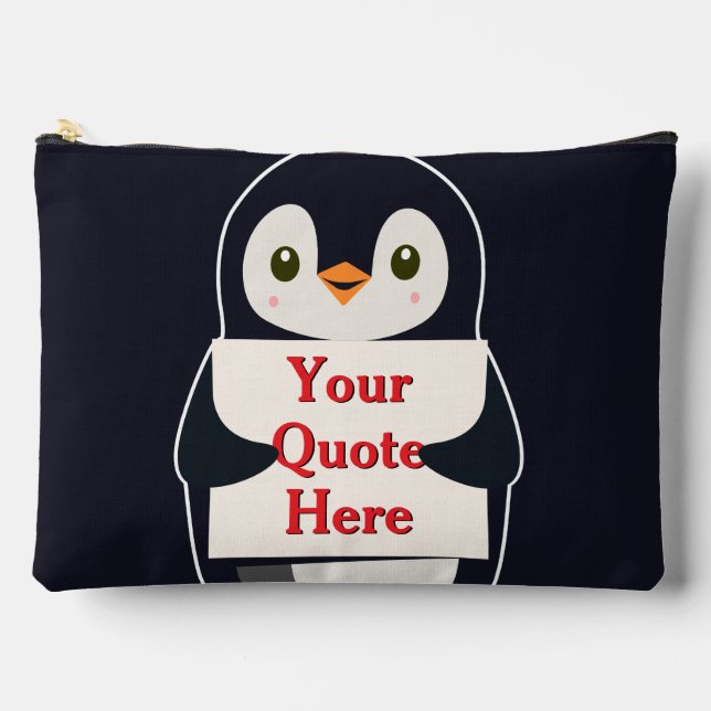 Happy penguin holding a sign to personalize zubehörtasche (Vorderseite)