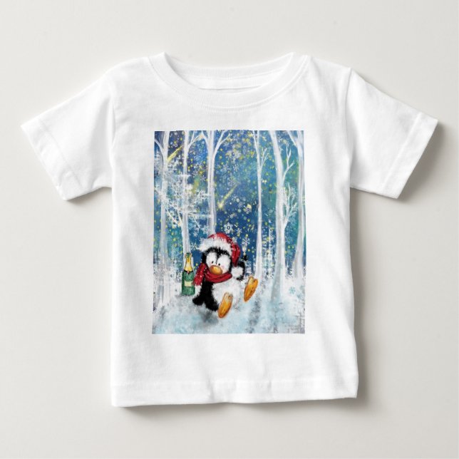Happy Penguin - Weihnachten Baby T-shirt (Vorderseite)